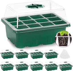 MIXC 10 Packs Seed Starter Tray Seed Starter Kit with Humidity Dome (120 Cells Total Tray) Seed Starting Trays Plant Starter Kit and Base Mini Greenho