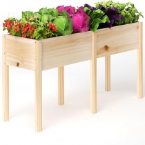 MIXC 72”L X 23”W Raised Garden Bed Outdoors with Legs, Elevated Reinforced Wooden Large Planter Box for Backyard, Patio, Balcony w/Divider Panel, 6 Le